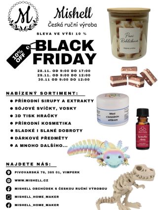 🖤 BLACK FRIDAY v Mishell už tento víkend! 🖤 -10 % na úplně vše v obchůdku i na eshopu! 🛍️✨ • ochutnávka sladkých i slaných...